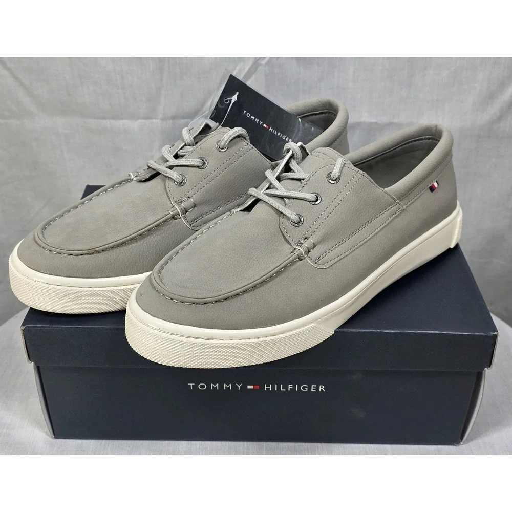 Tommy Hilfiger Gervis Men's Grey Boat Shoe Low Top‎ Lace Up Memory Foam Size 9M